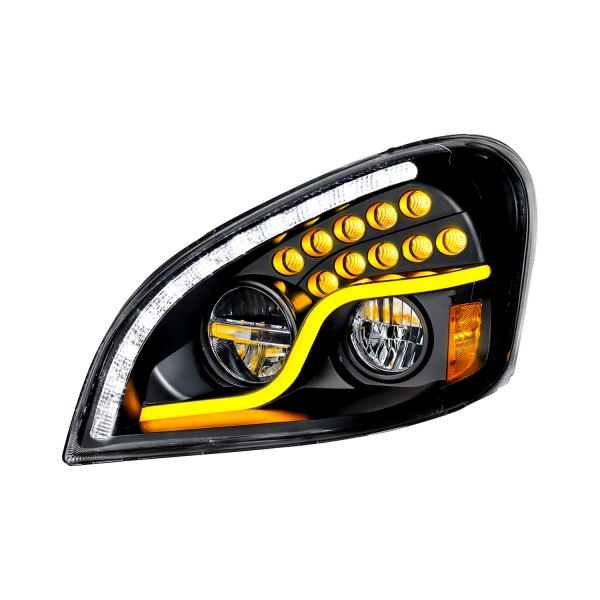 United Pacific® - Driver Side Black Switchback DRL Bar LED Headlight, Freightliner Cascadia