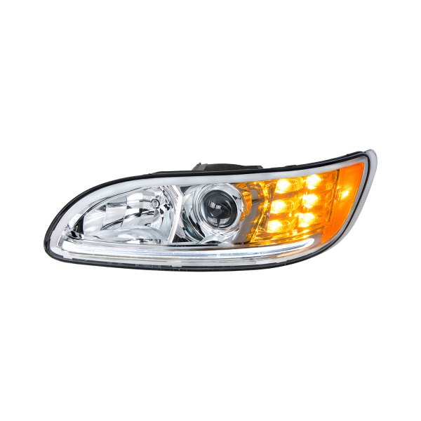 United Pacific® - Driver Side Chrome DRL Bar Projector Headlight with LED Turn Signal