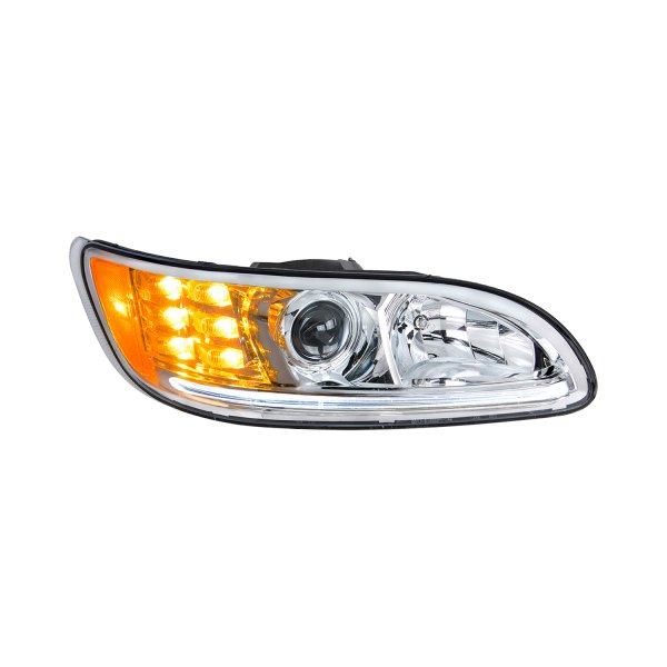 United Pacific® - Passenger Side Chrome DRL Bar Projector Headlight with LED Turn Signal