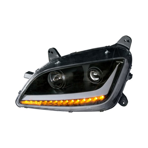 United Pacific® - Driver Side Black DRL Bar Projector Headlight with LED Turn Signal