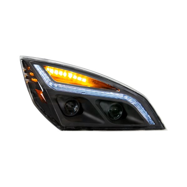 United Pacific® - Passenger Side Black Projector LED Headlight with Switchback Turn Signal, Freightliner Cascadia