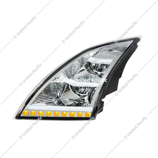 United Pacific® - Driver Side Chrome DRL Bar LED Headlight with Sequential Turn Signal