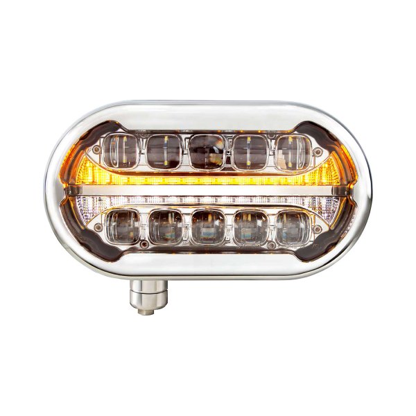 United Pacific® - ULTRALIT PLUS Chrome Projector LED Headlight with Turn Signal/Position Light, Peterbilt 359