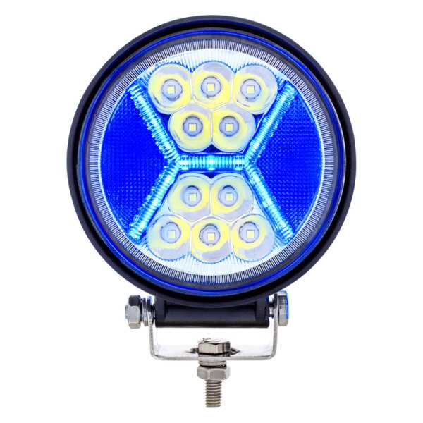 United Pacific® - 4.5" Round Flood and Spot Beam LED Light with Blue "X" Light Guide