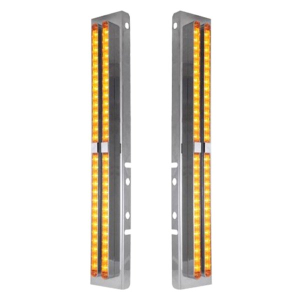 United Pacific® - Front Air Cleaner Chrome/Amber LED Parking Lights with 8 x 14 LED 24" Light Bars