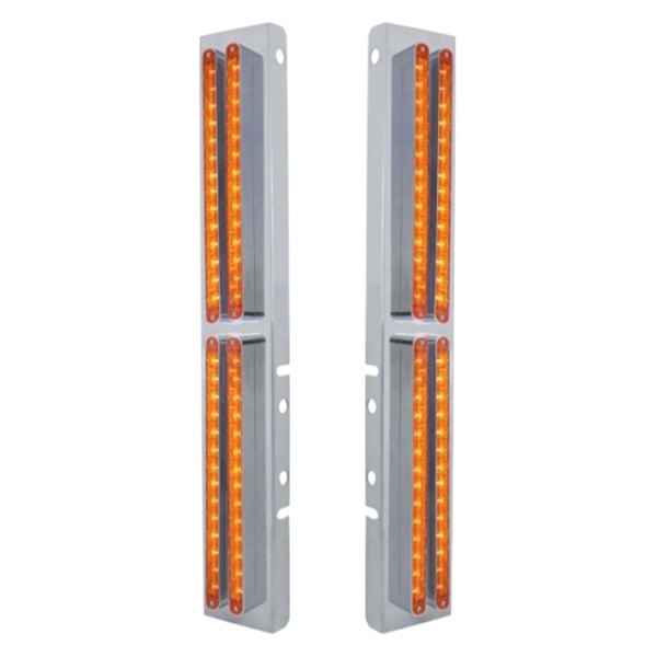 United Pacific® - Front Air Cleaner Chrome/Amber LED Parking Lights with 8 x 14 LED 12" Light Bars