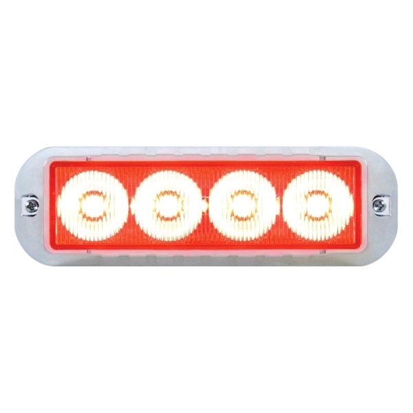 United Pacific® - 4-LED Bolt-On Mount Red Chrome LED Strobe Light
