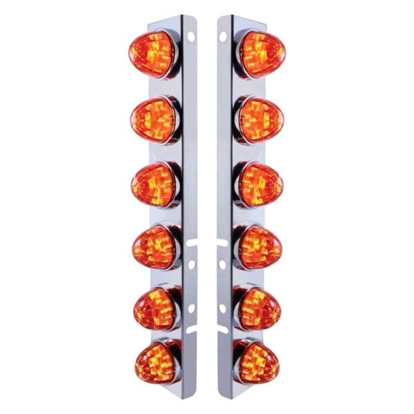 United Pacific® - Front Air Cleaner Chrome/Dark Amber LED Parking Lights with 12 x LED Watermelon Lights