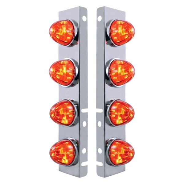 United Pacific® - Front Air Cleaner Chrome/Dark Amber LED Parking Lights with 8 x 17 LED Watermelon Lights