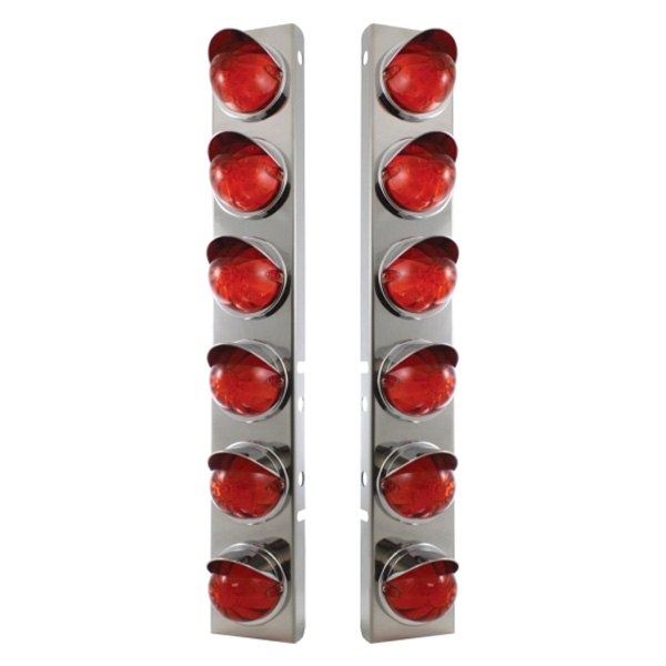 United Pacific® - Front Air Cleaner Chrome/Dark Amber LED Parking Lights with 12 x 17 LED Watermelon Lights