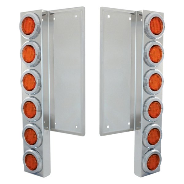 United Pacific® - Front Air Cleaner Chrome/Amber LED Parking Lights with 12 x 9 LED 2" Lights