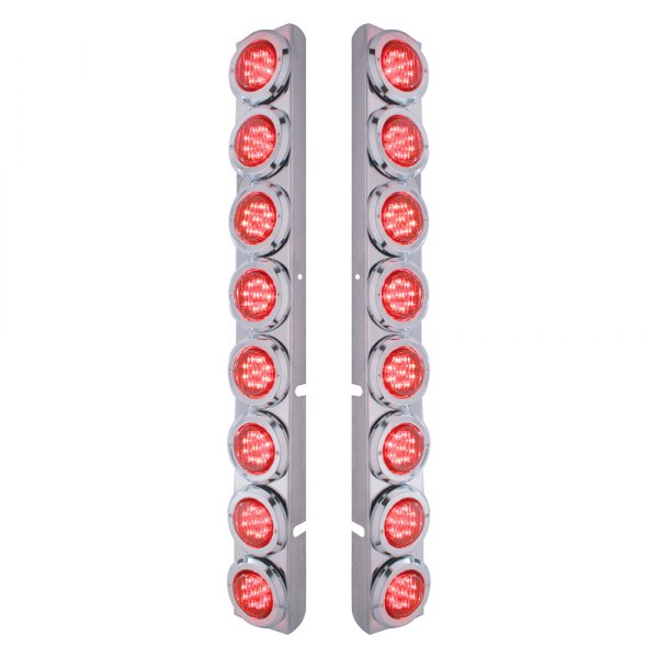 United Pacific® - Rear Air Cleaner Chrome/Red LED Parking Lights with 16 x 9 LED 2" Lights