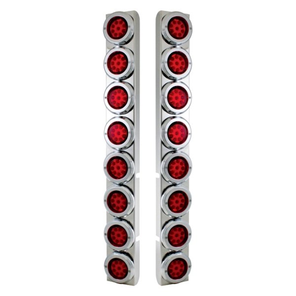 United Pacific® - Rear Air Cleaner Chrome/Red LED Parking Lights with 16 x 9 LED 2" Reflector Lights