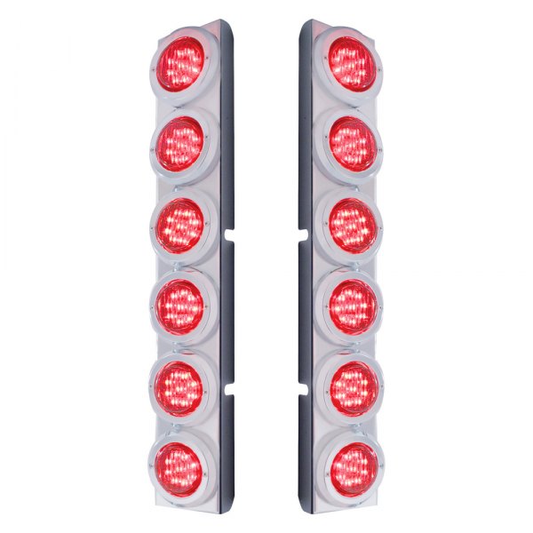 United Pacific® - Rear Air Cleaner Chrome/Red LED Parking Lights with 12 x 2" Flat LED Lights