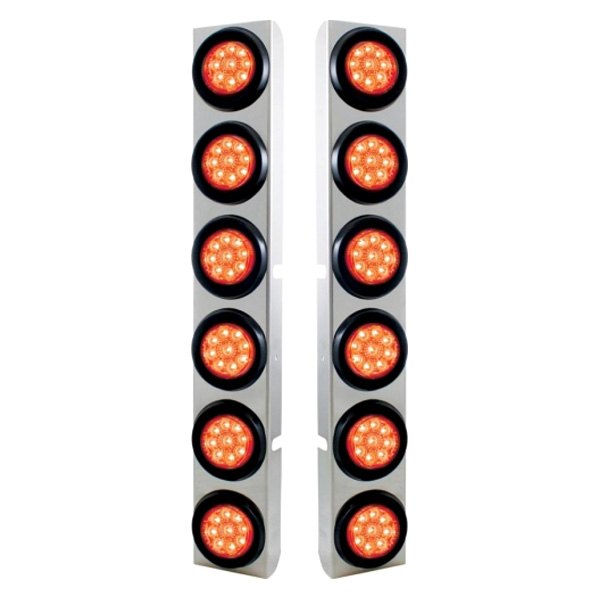 United Pacific® - Rear Air Cleaner Chrome/Red LED Parking Lights with 12 x 9 LED 2" Reflector Lights