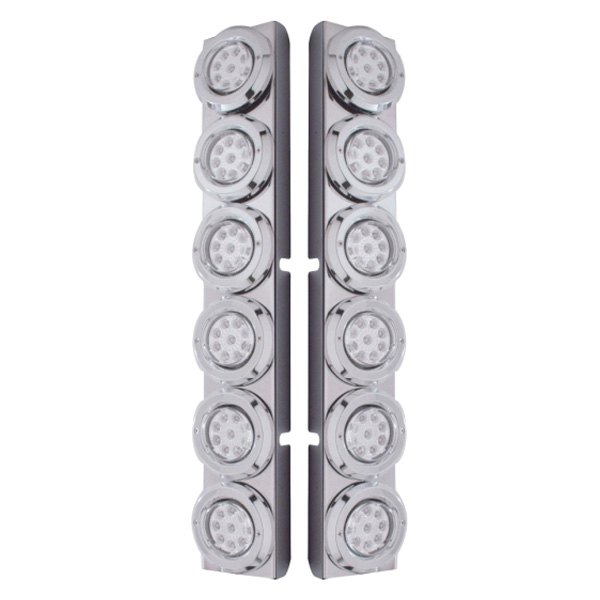 United Pacific® - Rear Air Cleaner Chrome LED Parking Lights with 12 x 9 LED 2" Reflector Lights