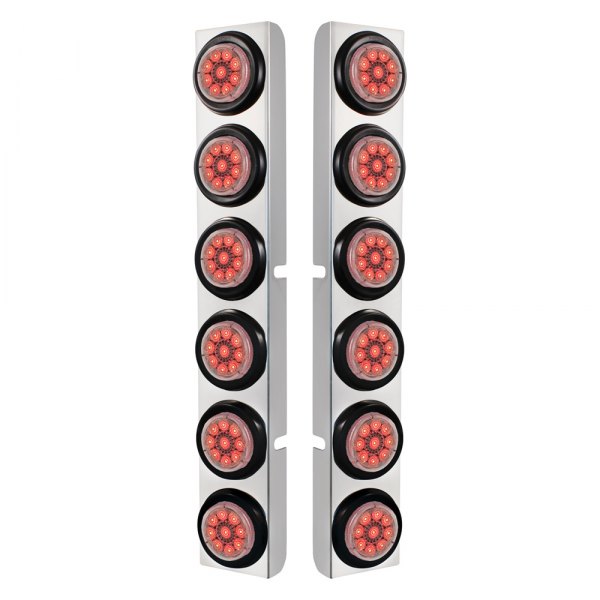 United Pacific® - Rear Air Cleaner Chrome LED Parking Lights with 12 x 9 LED 2" Reflector Lights