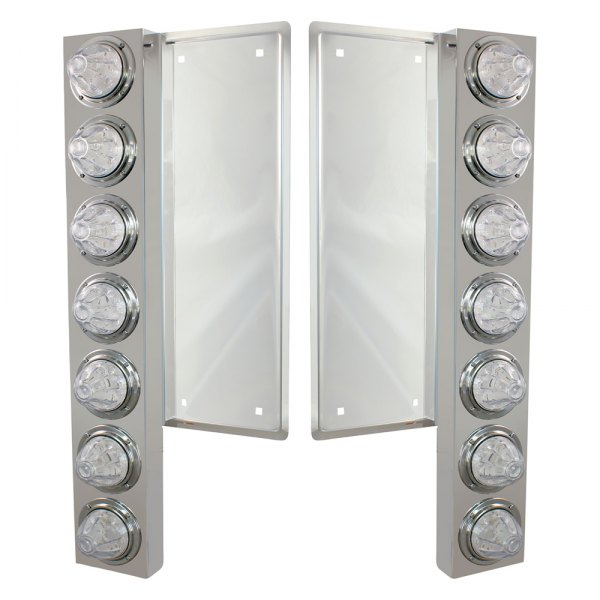 United Pacific® - Front Air Cleaner Chrome LED Parking Lights with 12 x 11 LED Watermelon Lights