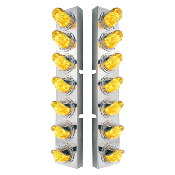 United Pacific® - Front Air Cleaner Chrome/Amber LED Parking Lights with 14 x 11 LED Watermelon Lights