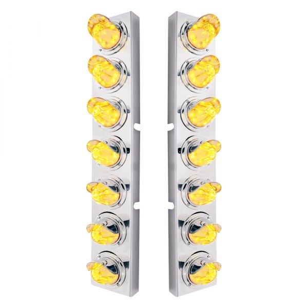 United Pacific® - Front Air Cleaner Chrome LED Parking Lights with 14 x 11 LED Watermelon Lights