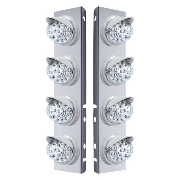 United Pacific® - Front Air Cleaner Chrome LED Parking Lights with 8 x 17 LED Reflector Lights