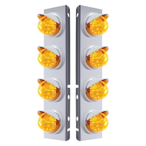 United Pacific® - Front Air Cleaner Chrome/Amber LED Parking Lights with 8 x 17 LED Dual Function Reflector Lights