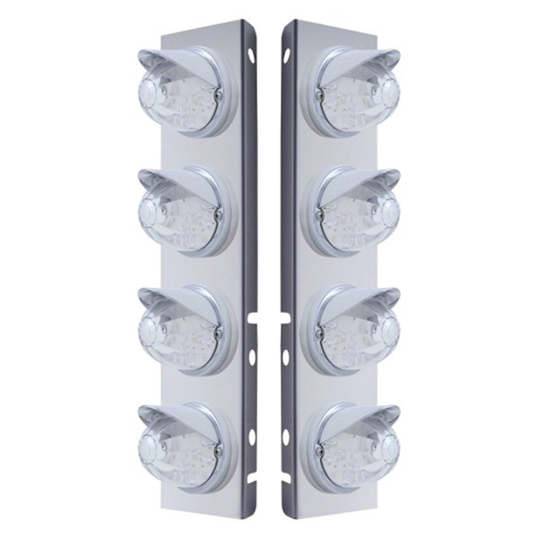 United Pacific® - Front Air Cleaner Chrome LED Parking Lights with 8 x 17 LED Watermelon Lights