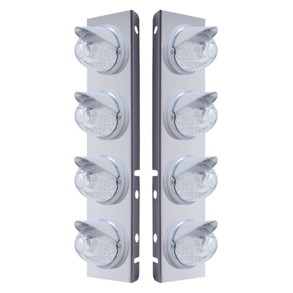 United Pacific® - Front Air Cleaner Chrome LED Parking Lights with 8 x 17 LED Dual Function Watermelon Lights