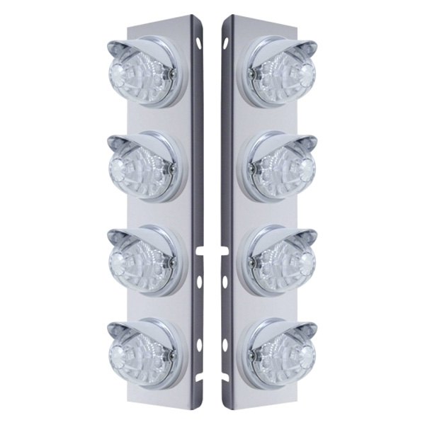 United Pacific® - Front Air Cleaner Chrome LED Parking Lights with 8 x 17 LED Reflector Watermelon Lights