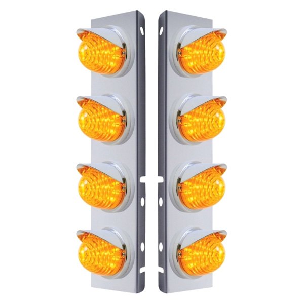 United Pacific® - Front Air Cleaner Chrome/Amber LED Parking Lights with 8 x 17 LED Beehive Lights
