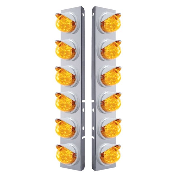 United Pacific® - Front Air Cleaner Chrome/Amber LED Parking Lights with 12 x 17 LED Reflector Lights