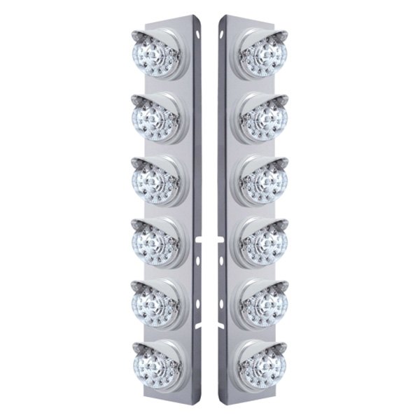 United Pacific® - Front Air Cleaner Chrome LED Parking Lights with 12 x 17 LED Reflector Lights