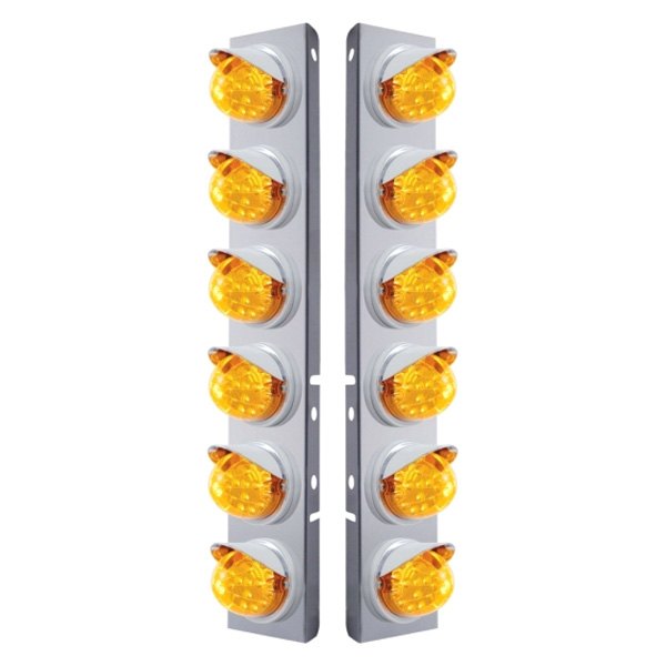 United Pacific® - Front Air Cleaner Chrome/Amber LED Parking Lights with 12 x 17 LED Dual Function Reflector Lights