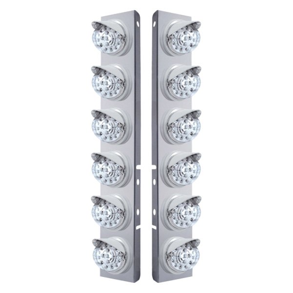 United Pacific® - Front Air Cleaner Chrome LED Parking Lights with 12 x 17 LED Dual Function Reflector Lights