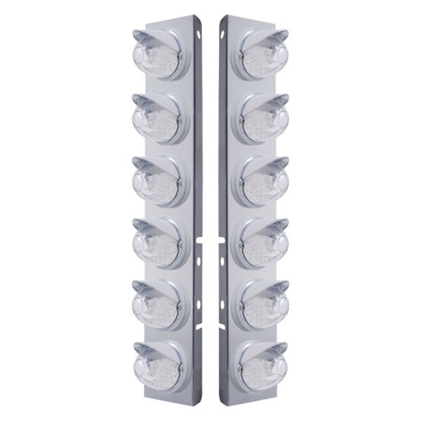 United Pacific® - Front Air Cleaner Chrome LED Parking Lights with 12 x 17 LED Watermelon Lights