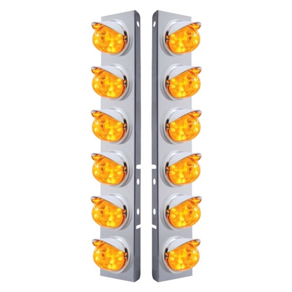 United Pacific® - Front Air Cleaner Chrome/Amber LED Parking Lights with 12 x 17 LED Dual Function Watermelon Lights
