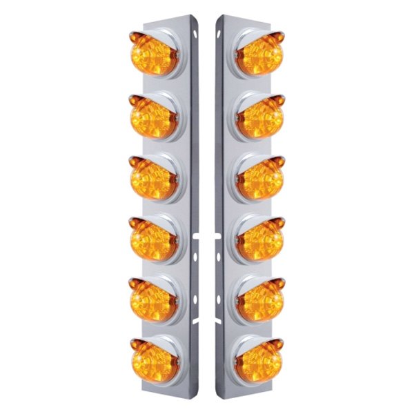 United Pacific® - Front Air Cleaner Chrome/Amber LED Parking Lights with 12 x 17 LED Reflector Watermelon Lights