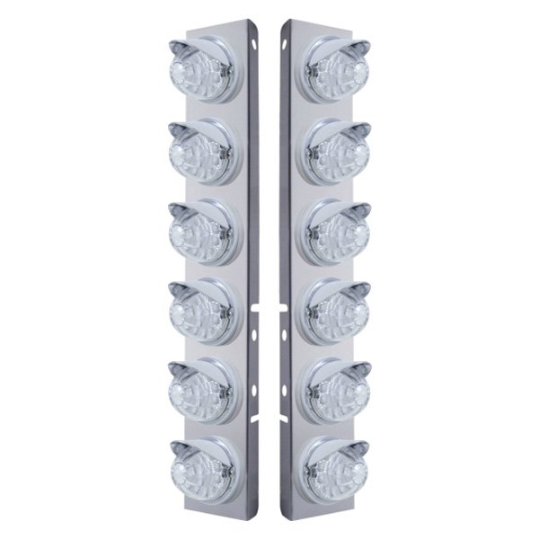 United Pacific® - Front Air Cleaner Chrome LED Parking Lights with 12 x 17 LED Reflector Watermelon Lights