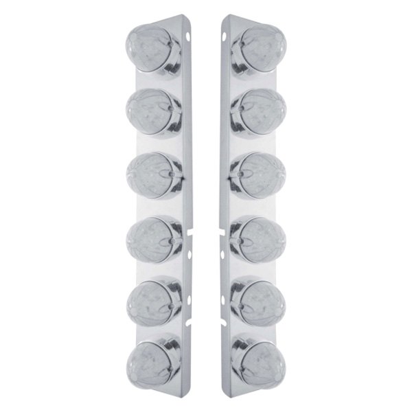 United Pacific® - Front Air Cleaner Chrome LED Parking Lights with 12 x 19 LED Bullet Style Lights
