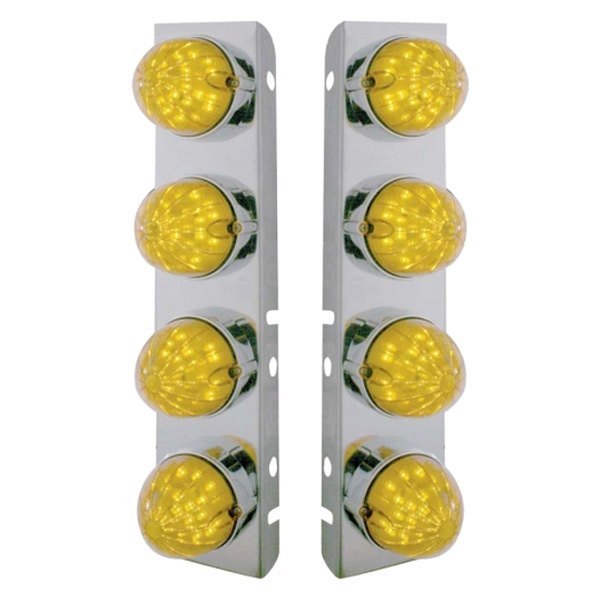 United Pacific® - Front Air Cleaner Chrome/Amber LED Parking Lights with 8 x 19 LED Bullet Style Lights