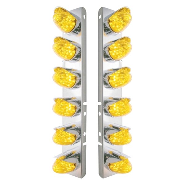United Pacific® - Front Air Cleaner Chrome/Amber LED Parking Lights with 12 x 19 LED Watermelon Lights