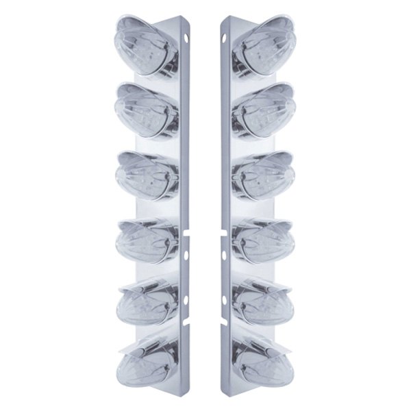 United Pacific® - Front Air Cleaner Chrome LED Parking Lights with 12 x 19 LED Watermelon Lights