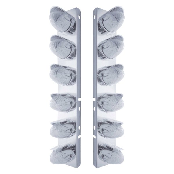 United Pacific® - Front Air Cleaner Chrome LED Parking Lights with 12 x 19 LED Beehive Lights