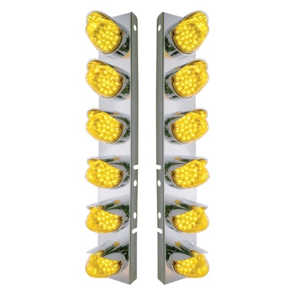United Pacific® - Front Air Cleaner Chrome/Amber LED Parking Lights with 12 x 19 LED Reflector Lights