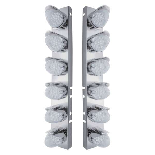 United Pacific® - Front Air Cleaner Chrome LED Parking Lights with 12 x 19 LED Reflector Lights