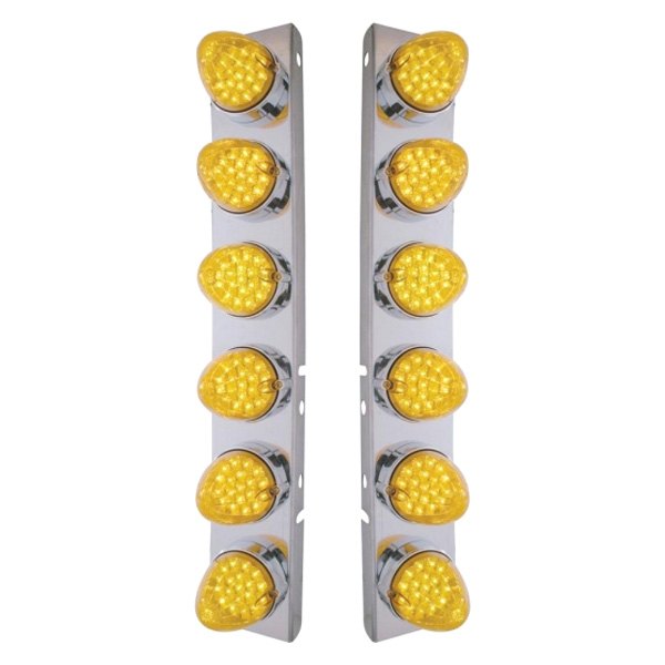 United Pacific® - Front Air Cleaner Chrome/Amber LED Parking Lights with 12 x 19 LED Reflector Lights