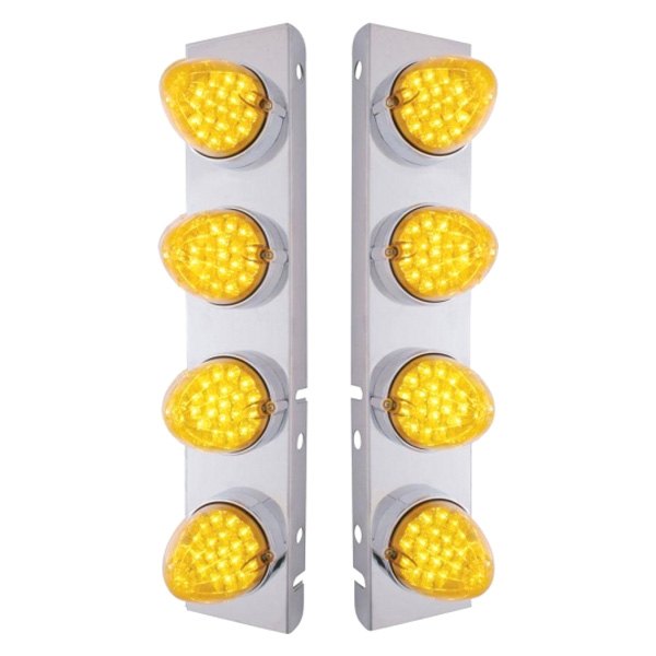 United Pacific® - Front Air Cleaner Chrome/Amber LED Parking Lights with 8 x 19 LED Reflector Lights