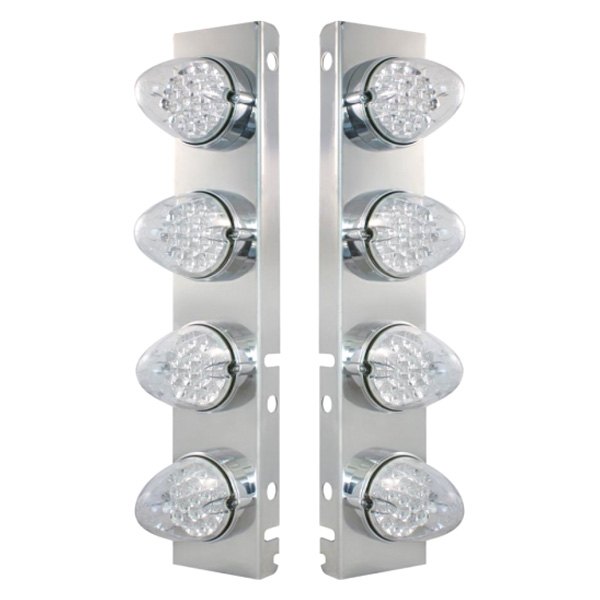 United Pacific® - Front Air Cleaner Chrome LED Parking Lights with 8 x 19 LED Reflector Lights