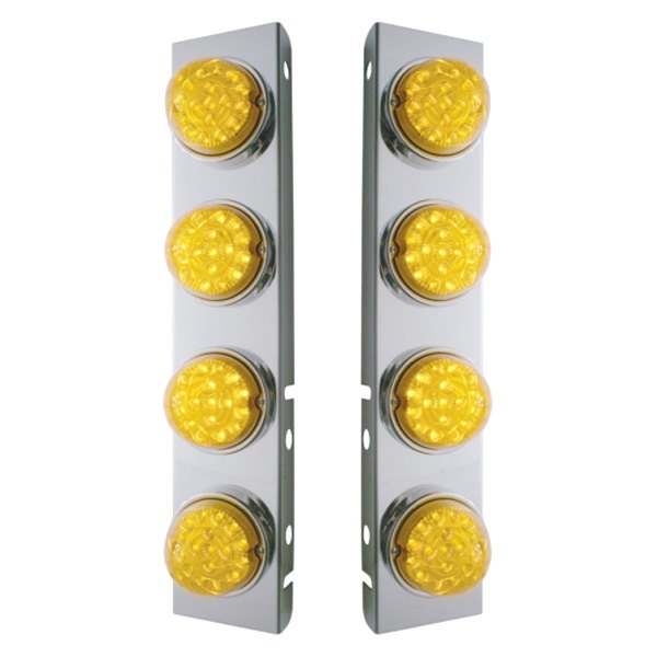 United Pacific® - Front Air Cleaner Chrome/Amber LED Parking Lights with 8 x 17 LED Reflector Lights