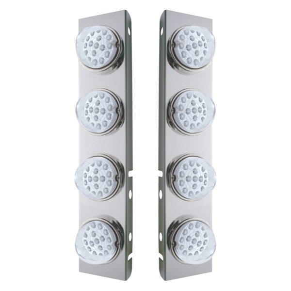 United Pacific® - Front Air Cleaner Chrome LED Parking Lights with 8 x 17 LED Dual Function Reflector Lights
